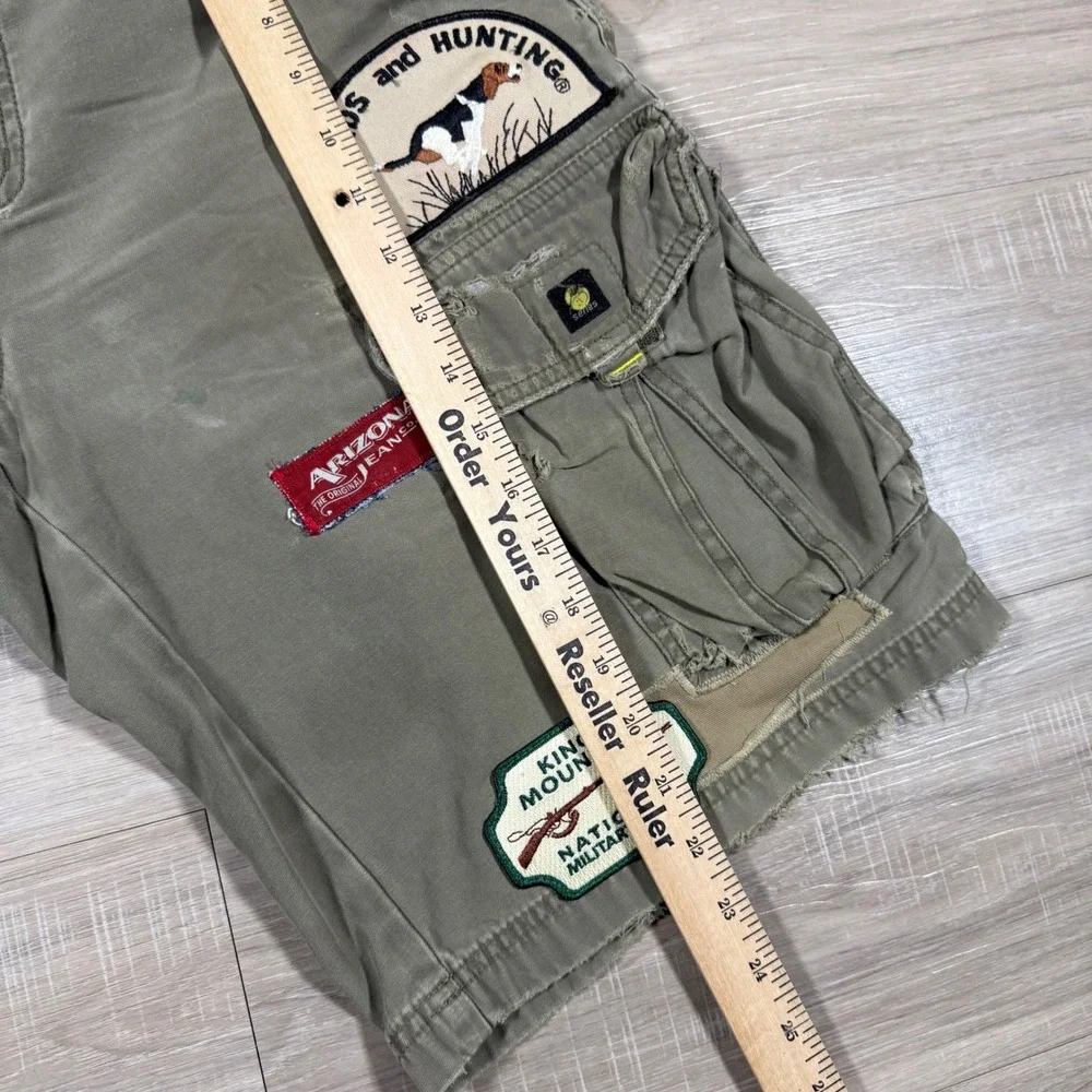 The North Face Rare Cargo Shorts All Over Patches Distressed Heavy Hunting SZ 32
